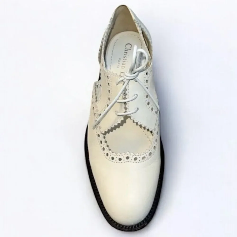 DIOR Teddy-D Derby Off White Cut-Out Accent Calf-Skin Oxfords Size EU37 D